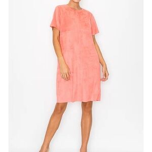 Joh. Coral Faux Suede Shift Dress Size M Soft Stretch Boutique Style